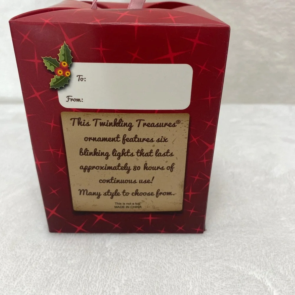 Twinkling Treasures Blinking‎ Santa Christmas Ornament Ball NOS Holiday Decor